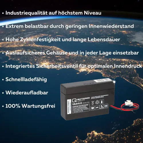 Q-Batteries 12LS-0.8 12V 0,8Ah Blei-Vlies-Akku / AGM mit JST Stecker Q-Batteries 12LS-0.8 12V 0,8Ah Blei-Vlies-Akku / AGM mit JST Stecker