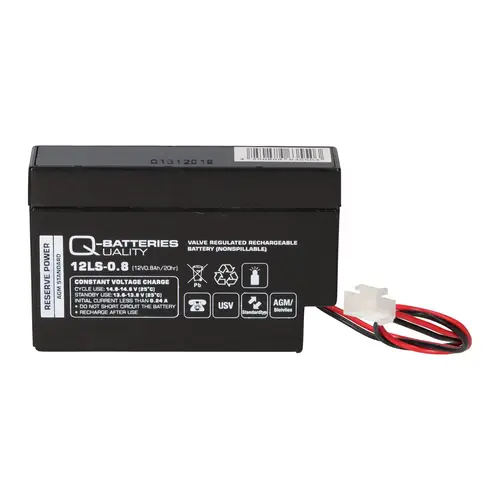 Q-Batteries 12LS-0.8 12V 0,8Ah Blei-Vlies-Akku / AGM mit JST Stecker Q-Batteries 12LS-0.8 12V 0,8Ah Blei-Vlies-Akku / AGM mit JST Stecker
