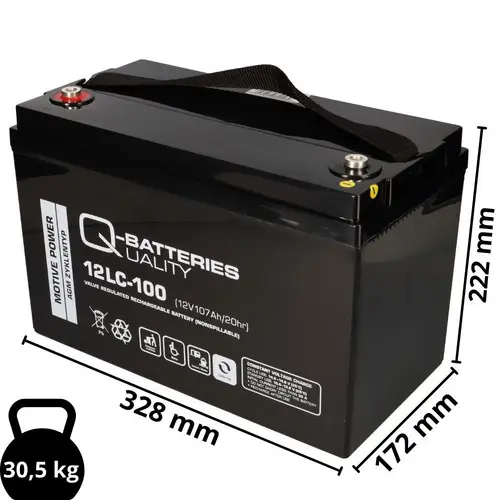 Q-Batteries 12LC-100 / 12V 107Ah Bleiakku als zyklenfeste Ausführung Q-Batteries 12LC-100 / 12V 107Ah Bleiakku als zyklenfeste Ausführung