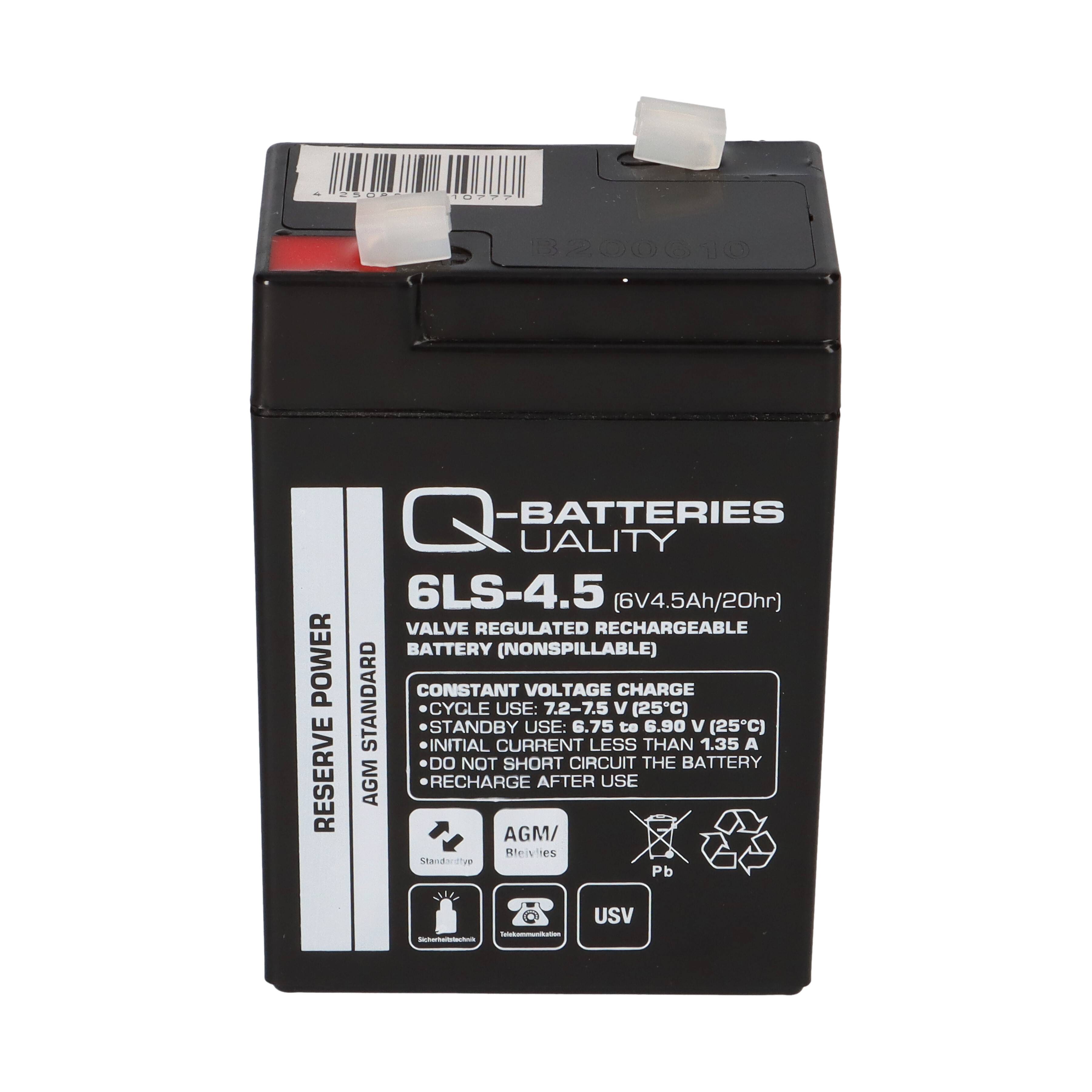 Q-Batteries 6LS-4.5 6 V 4,5 Ah AGM Bleiakku
