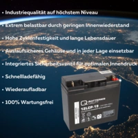 Q-Batteries 12LCP-19 / 12V - 19Ah Blei Akku Zyklentyp AGM - Deep Cycle VRLA Q-Batteries 12LCP-19 / 12V - 19Ah Blei Akku Zyklentyp AGM - Deep Cycle VRLA