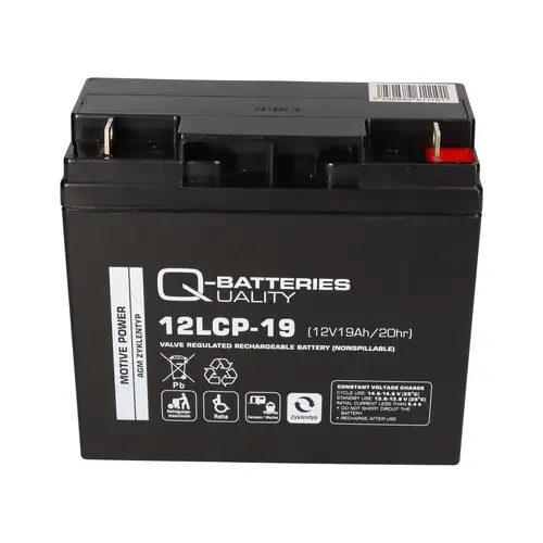 Q-Batteries 12LCP-19 / 12V - 19Ah Blei Akku Zyklentyp AGM - Deep Cycle VRLA Q-Batteries 12LCP-19 / 12V - 19Ah Blei Akku Zyklentyp AGM - Deep Cycle VRLA
