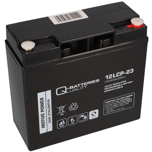 Q-Batteries 12LCP-23 / 12V - 23Ah Blei Akku Zyklentyp AGM - Deep Cycle VRLA Schraubanschluss M5 Q-Batteries 12LCP-23 / 12V - 23Ah Blei Akku Zyklentyp AGM - Deep Cycle VRLA Schraubanschluss M5