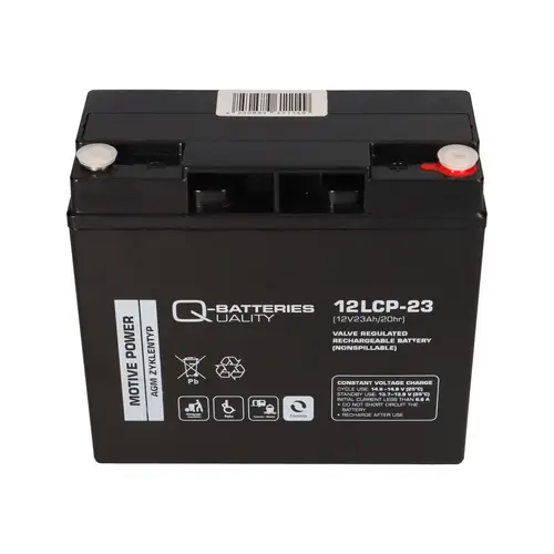 Q-Batteries 12LCP-23 / 12V - 23Ah Blei Akku Zyklentyp AGM - Deep Cycle VRLA Schraubanschluss M5 Q-Batteries 12LCP-23 / 12V - 23Ah Blei Akku Zyklentyp AGM - Deep Cycle VRLA Schraubanschluss M5