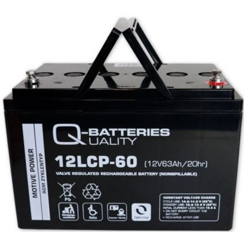 Q-Batteries 12LCP-60 / 12V - 63Ah Blei Akku Zyklentyp AGM - Deep Cycle VRLA Q-Batteries 12LCP-60 / 12V - 63Ah Blei Akku Zyklentyp AGM - Deep Cycle VRLA