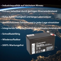 Q-Batteries 12LCP-9 / 12V - 9Ah Blei Akku Zyklentyp AGM - Deep Cycle VRLA Q-Batteries 12LCP-9 / 12V - 9Ah Blei Akku Zyklentyp AGM - Deep Cycle VRLA