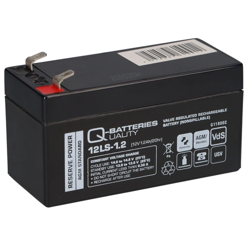 Q-Batteries 12LS-1.2 12V 1,2Ah Blei-Vlies Akku / AGM VRLA mit VdS Q-Batteries 12LS-1.2 12V 1,2Ah Blei-Vlies Akku / AGM VRLA mit VdS