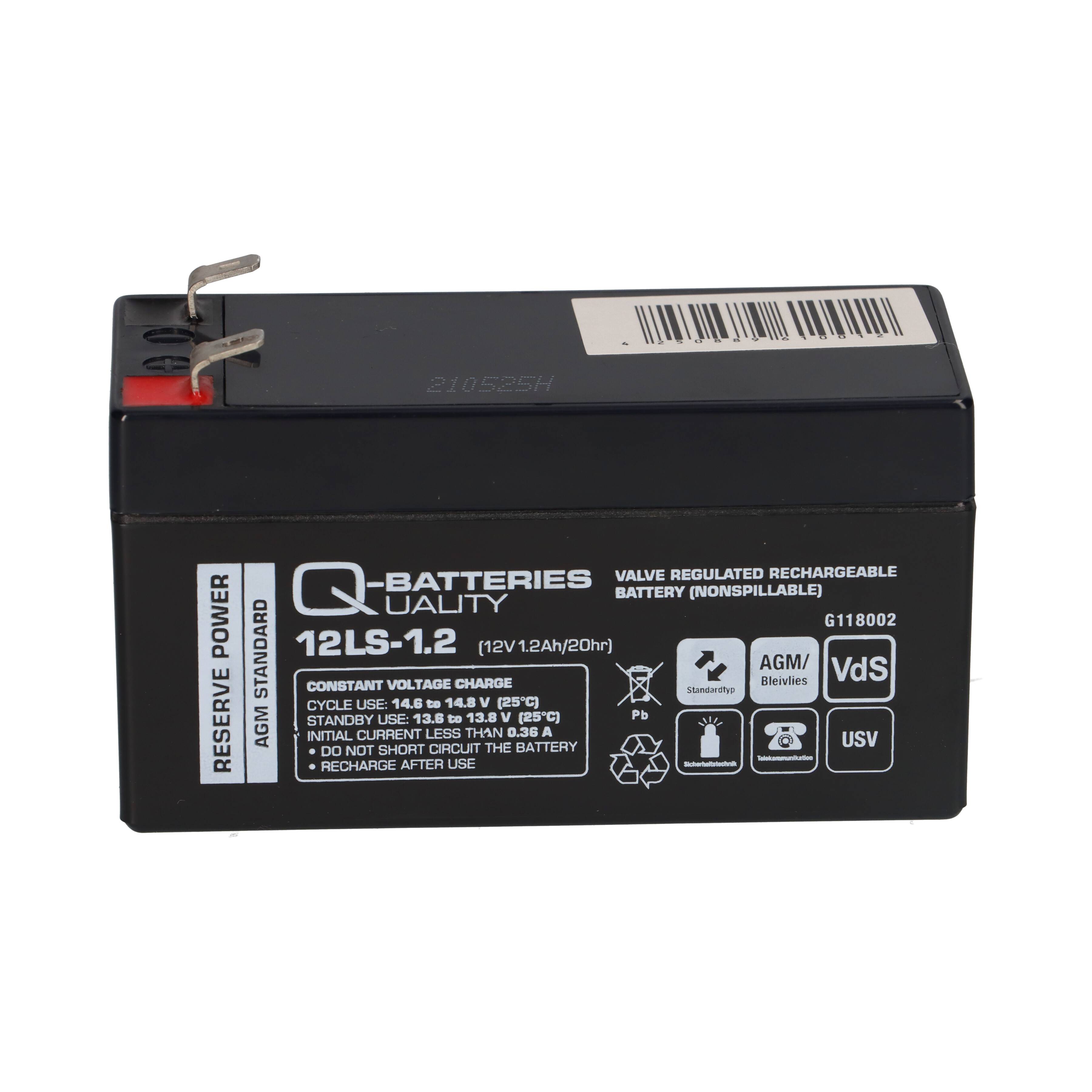 Q-Batteries 12LS-1.2 12 V 1,2 Ah AGM Bleiakku VdS G118002