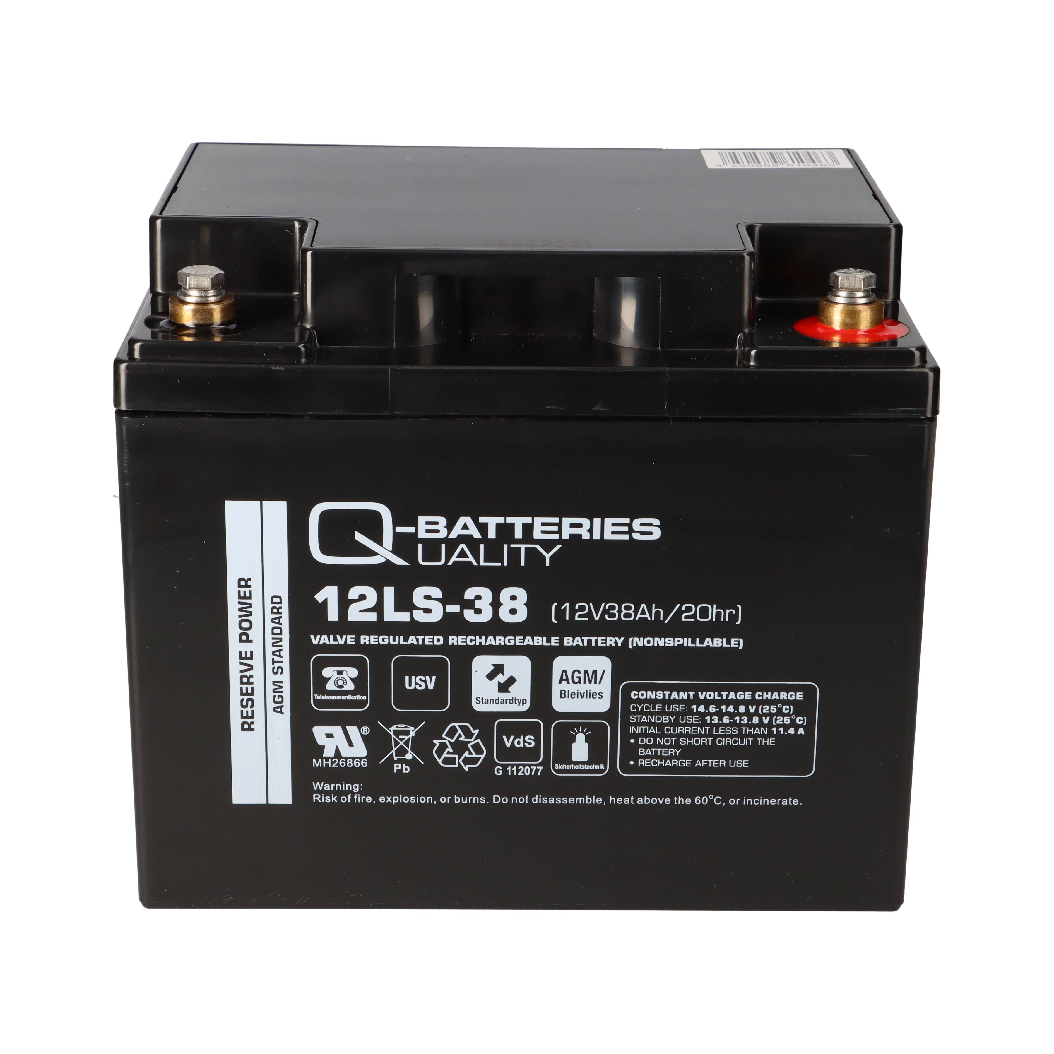 Q-Batteries 12LS-38 12 V 38 Ah AGM Bleiakku VdS G112007