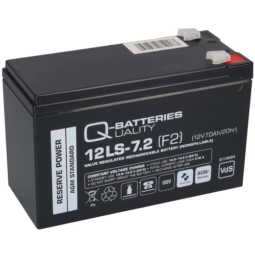 Q-Batteries 12LS-7.2 F2 12V 7,2Ah Blei-Vlies-Akku / AGM VRLA mit VdS Q-Batteries 12LS-7.2 F2 12V 7,2Ah Blei-Vlies-Akku / AGM VRLA mit VdS