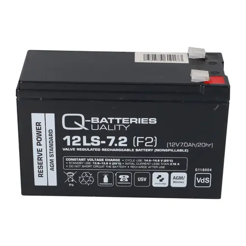 Q-Batteries 12LS-7.2 F2 12V 7,2Ah Blei-Vlies-Akku / AGM VRLA mit VdS Q-Batteries 12LS-7.2 F2 12V 7,2Ah Blei-Vlies-Akku / AGM VRLA mit VdS