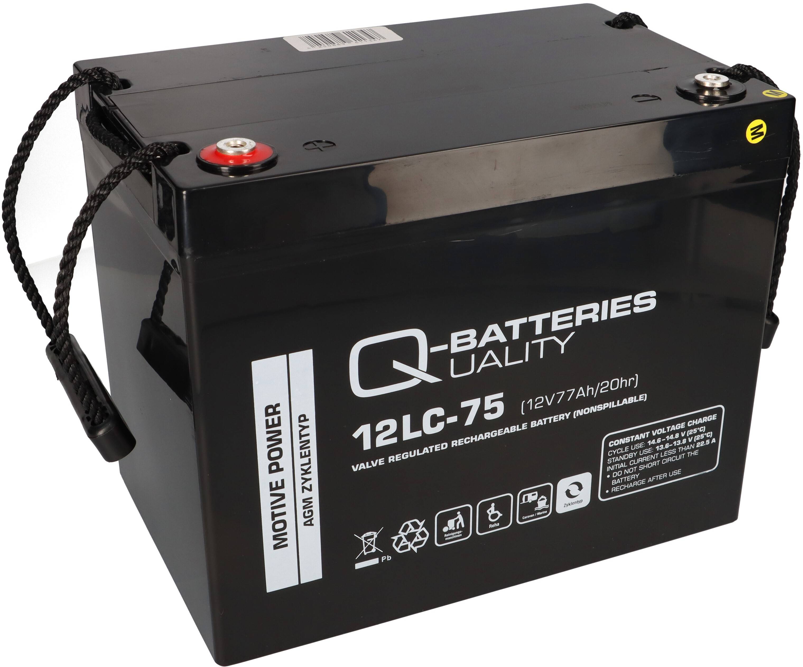 Q-Batteries 12LC-75 / 12V - 77Ah Blei Akku Zyklentyp AGM - Deep Cycle VRLA