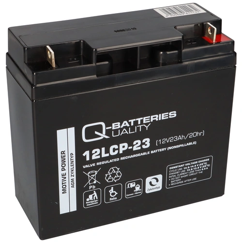 1x Q-Batteries 12LCP-23 / 12V - 23Ah Blei Akku Zyklentyp AGM - Deep Cycle VRLA 1x Q-Batteries 12LCP-23 / 12V - 23Ah Blei Akku Zyklentyp AGM - Deep Cycle VRLA