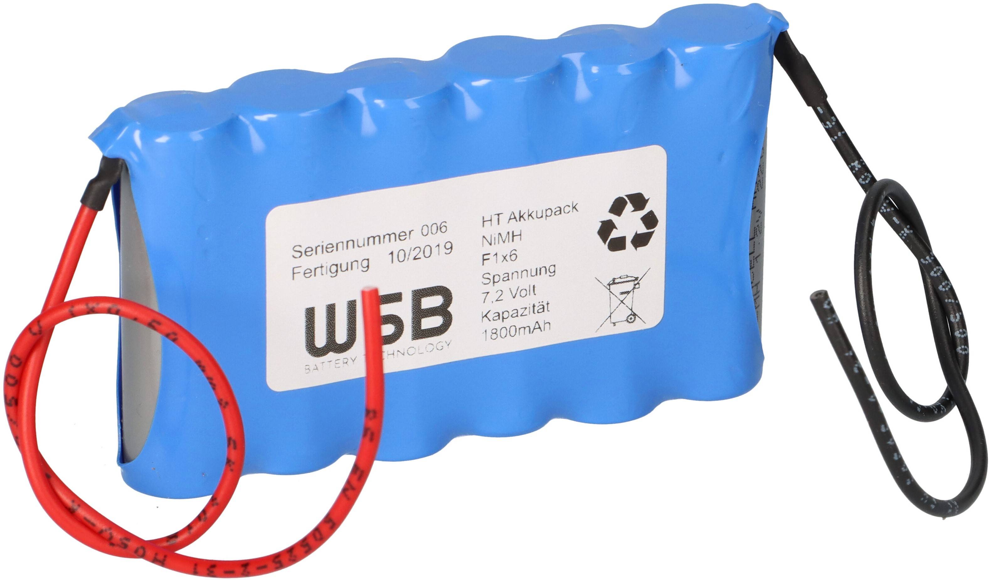 Akku für Notleuchten 7,2V 2100mAh NiMH 4/5 A F1x6 20cm Kabel