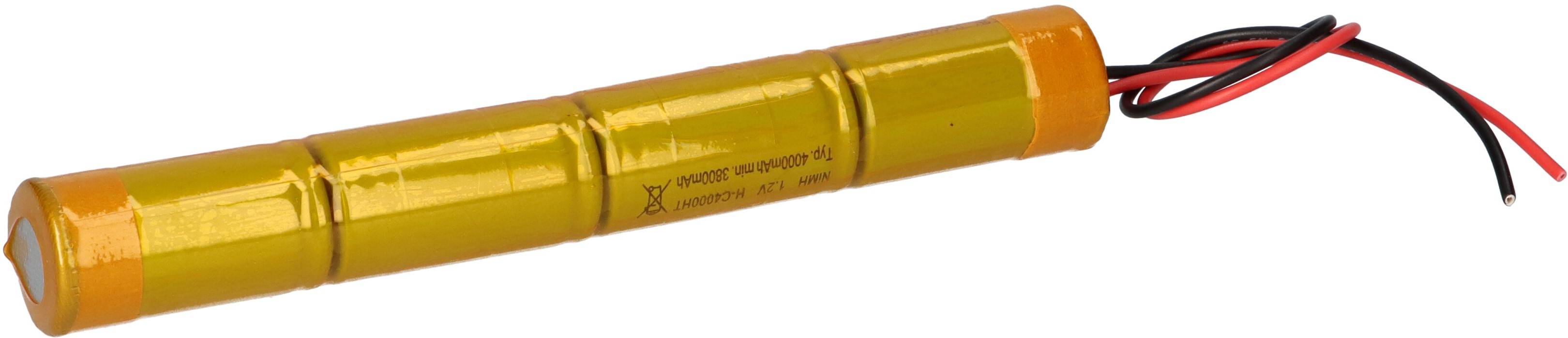 Akkupack 4,8V 4000mAh C NiMH Notleuchten HT 20cm Kabel L1x4
