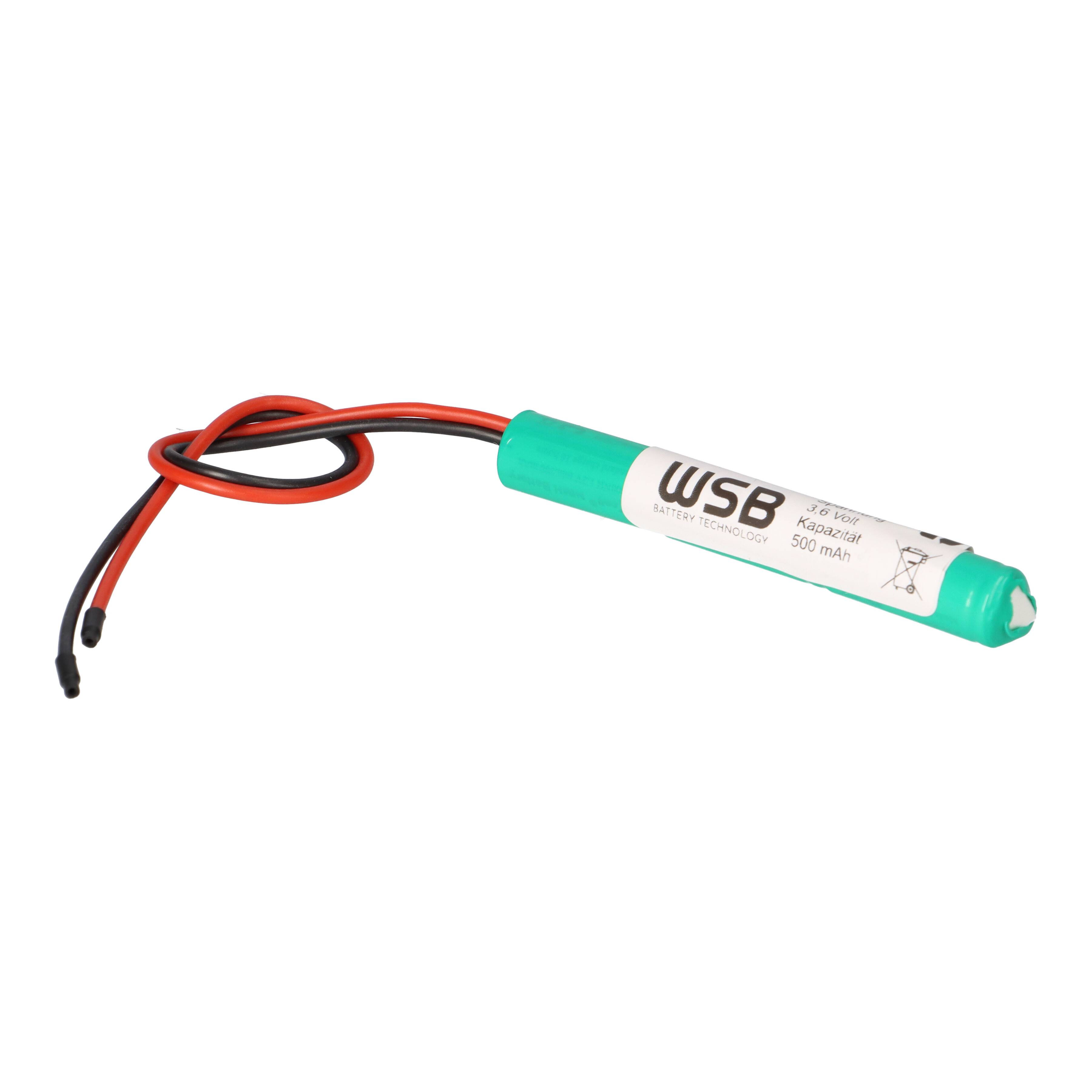 3,6V Akkupack für Notleuchten 500mAh L1x3 20cm Kabel