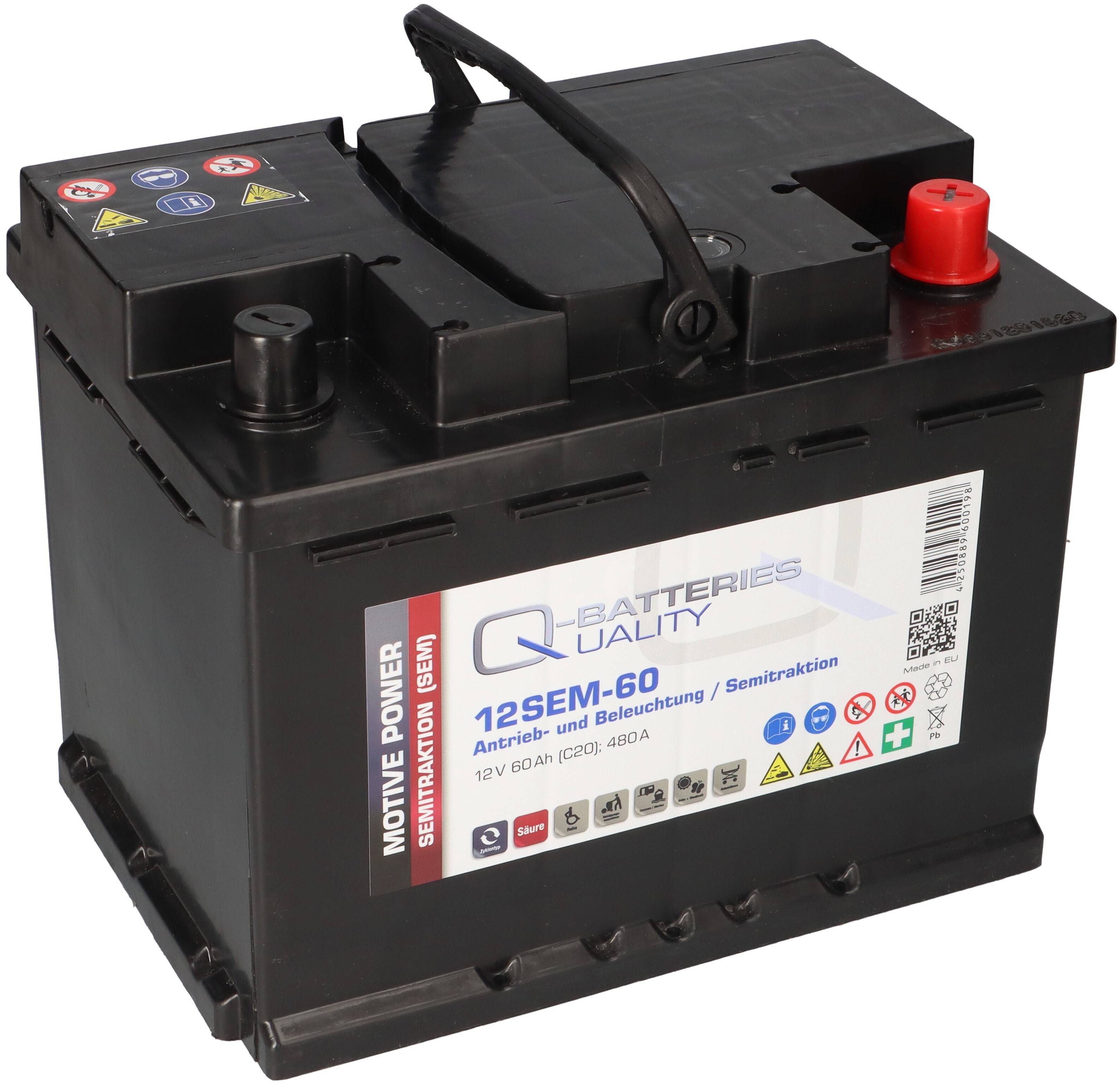 Q-Batteries 12SEM-60 12V 60Ah Semitraktionsbatterie