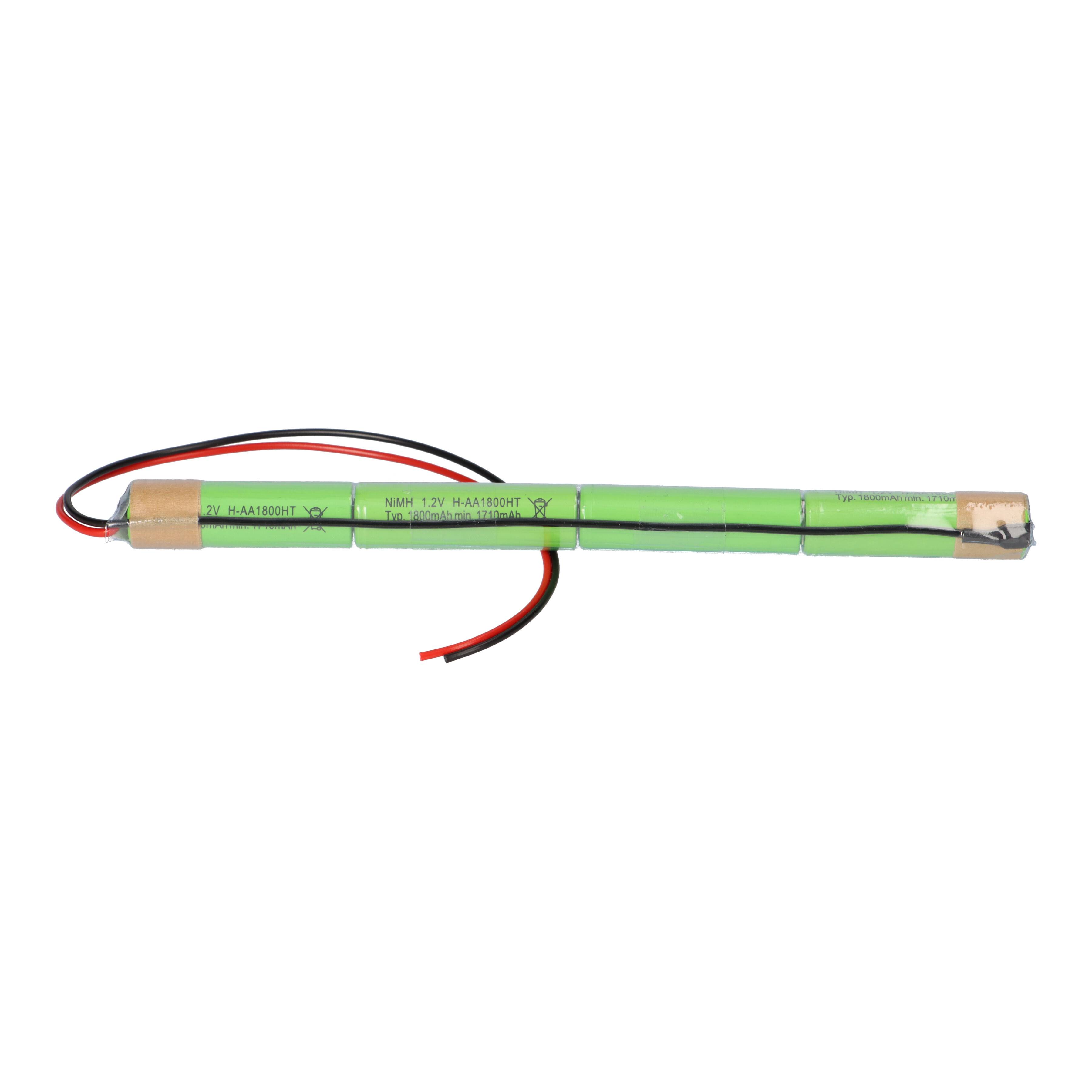 Akkupack NiMH 4,8V 1,8Ah AA Hochtemperatur Notlicht Stange Kabel 20cm Notbeleuchtung L41NIMH1800