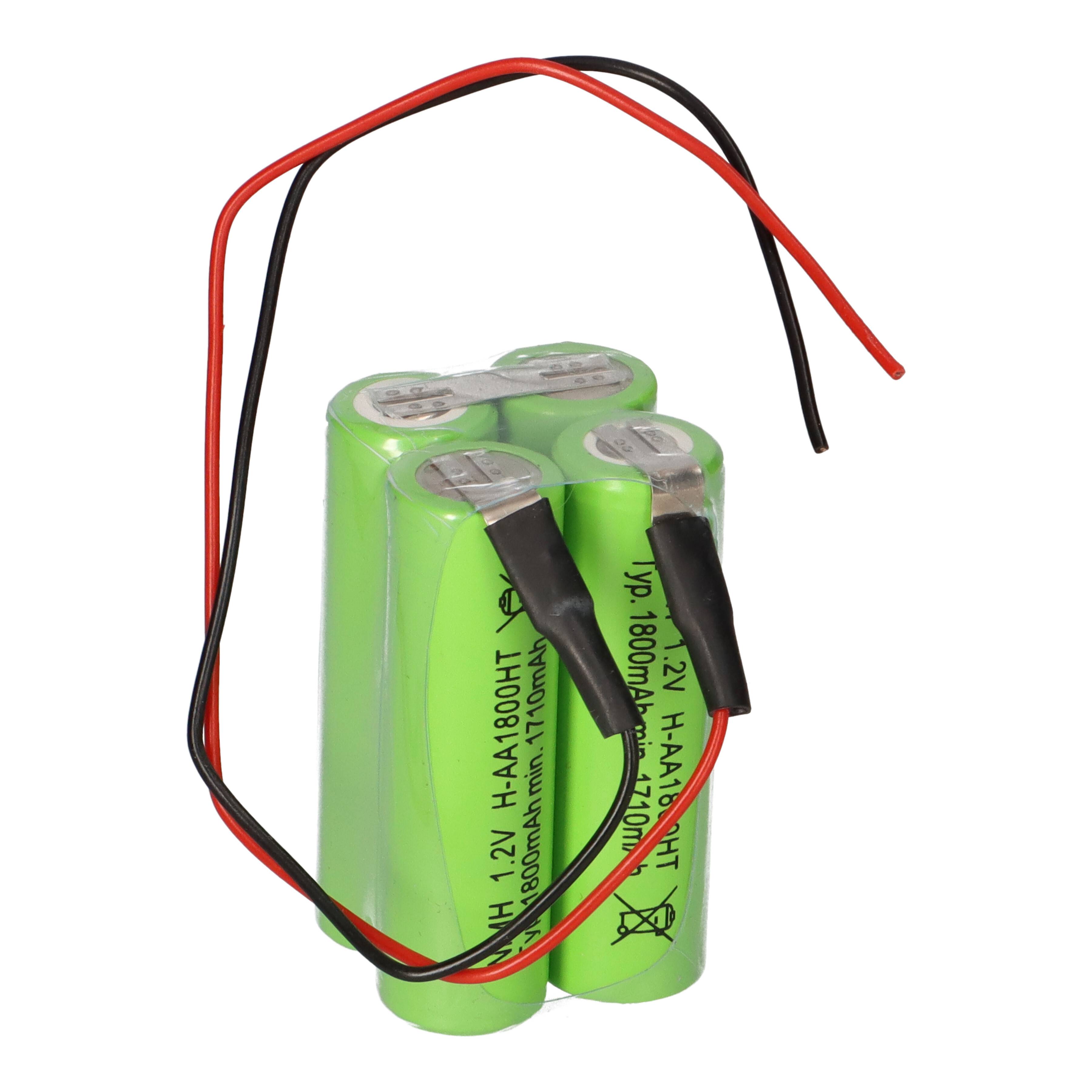 Akkupack für Notbeleuchtung NiMH 4,8V 1800mAh AA L2x2 Kabel 20cm