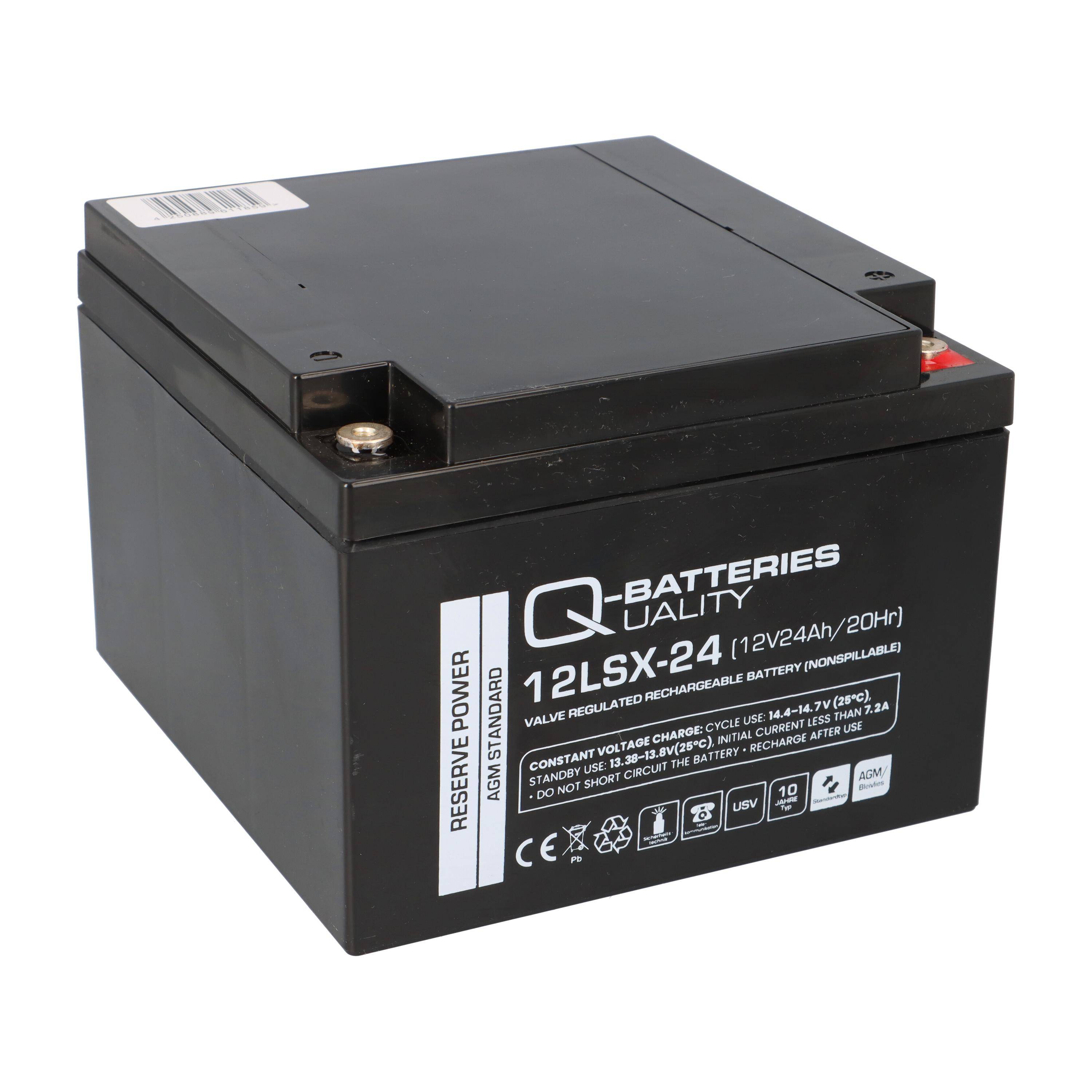 Q-Batteries 12LSX-24 12V 24Ah Blei-Vlies-Akku AGM 10 Jahre