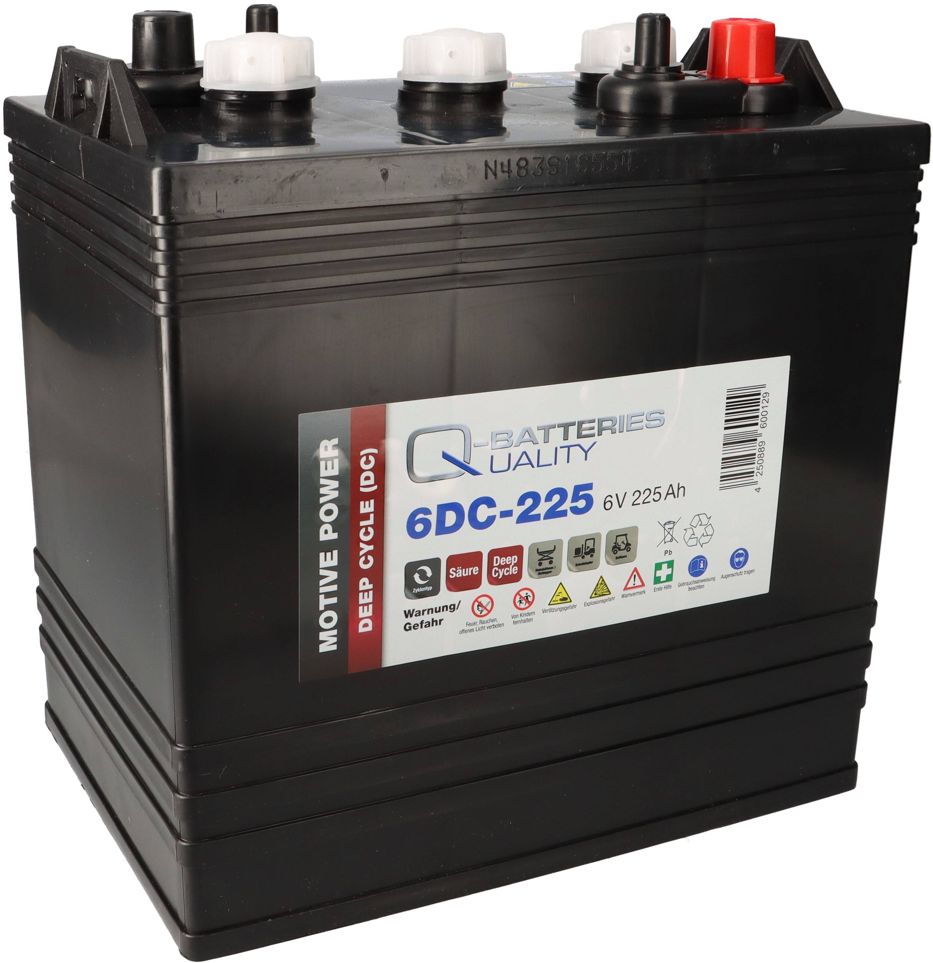 Q-Batteries 6DC-225 6 V 225 Ah (C20) Deep-Cycle-Traktionsbatterie