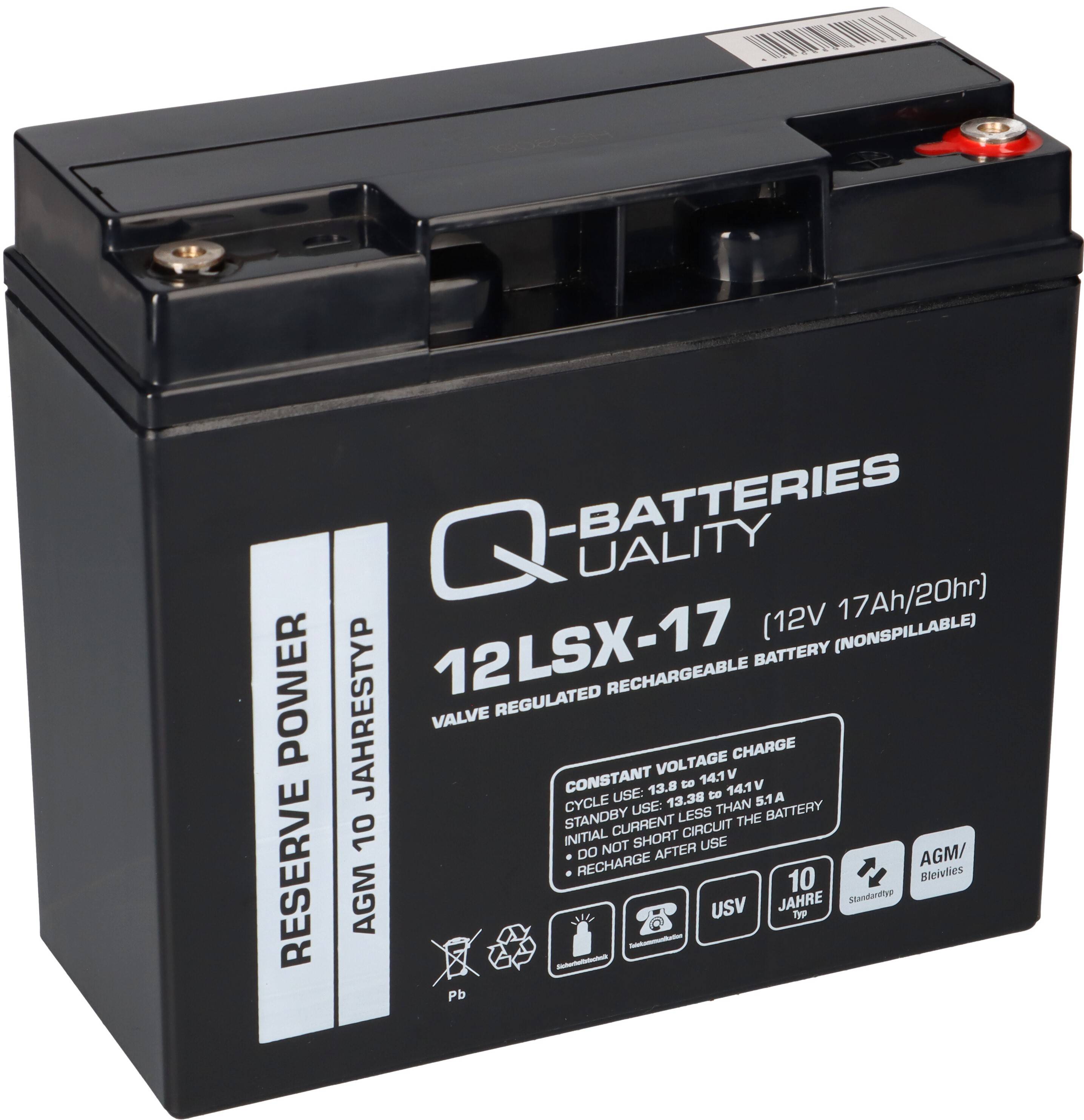Q-Batteries 12LSX-17 12V 17Ah Blei-Vlies-Akku AGM 10 Jahre