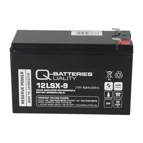 Q-Batteries 12LSX-9 12V 8,8Ah Blei-Vlies-Akku / AGM 10 Jahre Q-Batteries 12LSX-9 12V 8,8Ah Blei-Vlies-Akku / AGM 10 Jahre