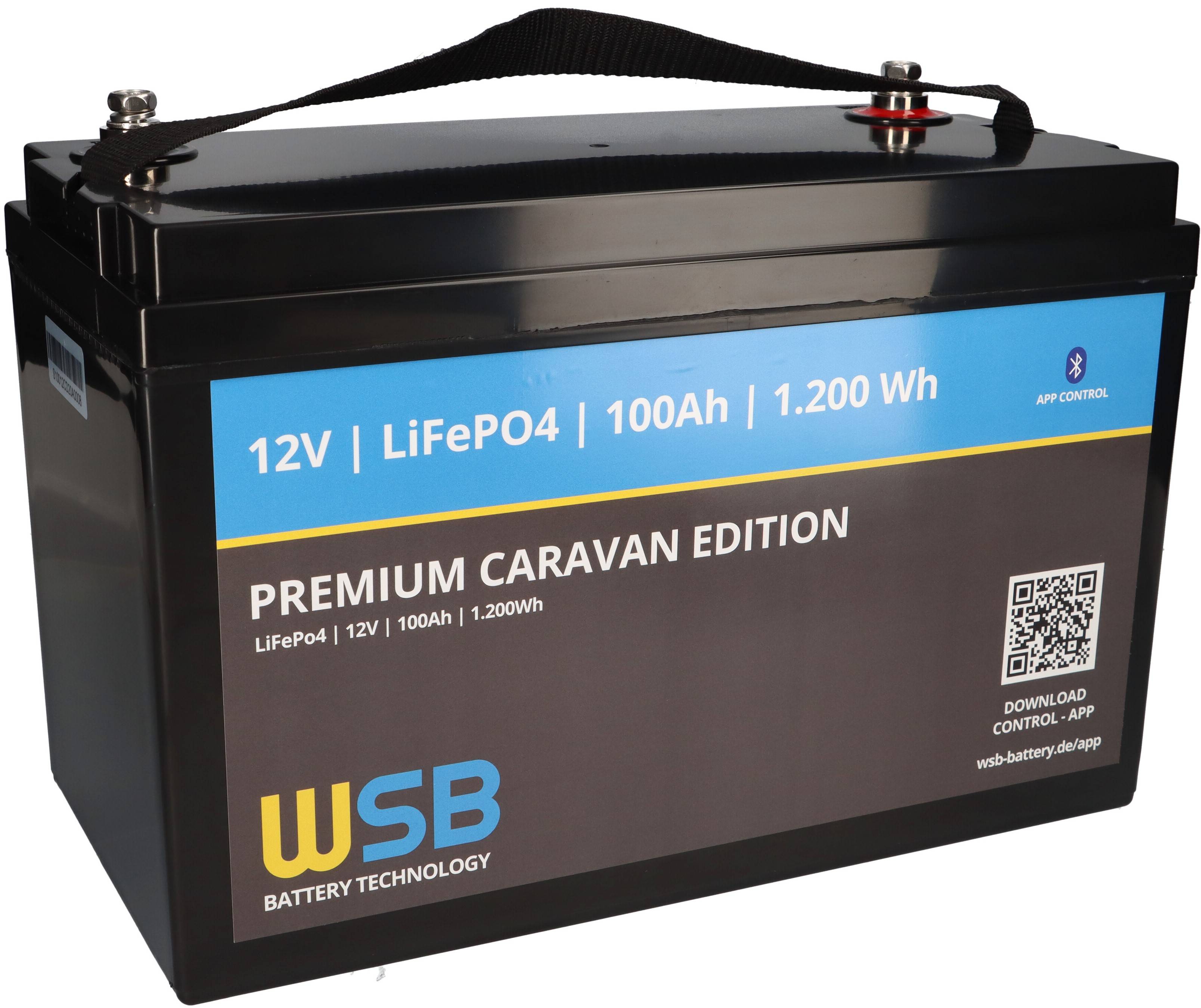 WSB LiFePO4 Akku 12V (12,8V) 100Ah inkl. Bluetooth Caravan Edition