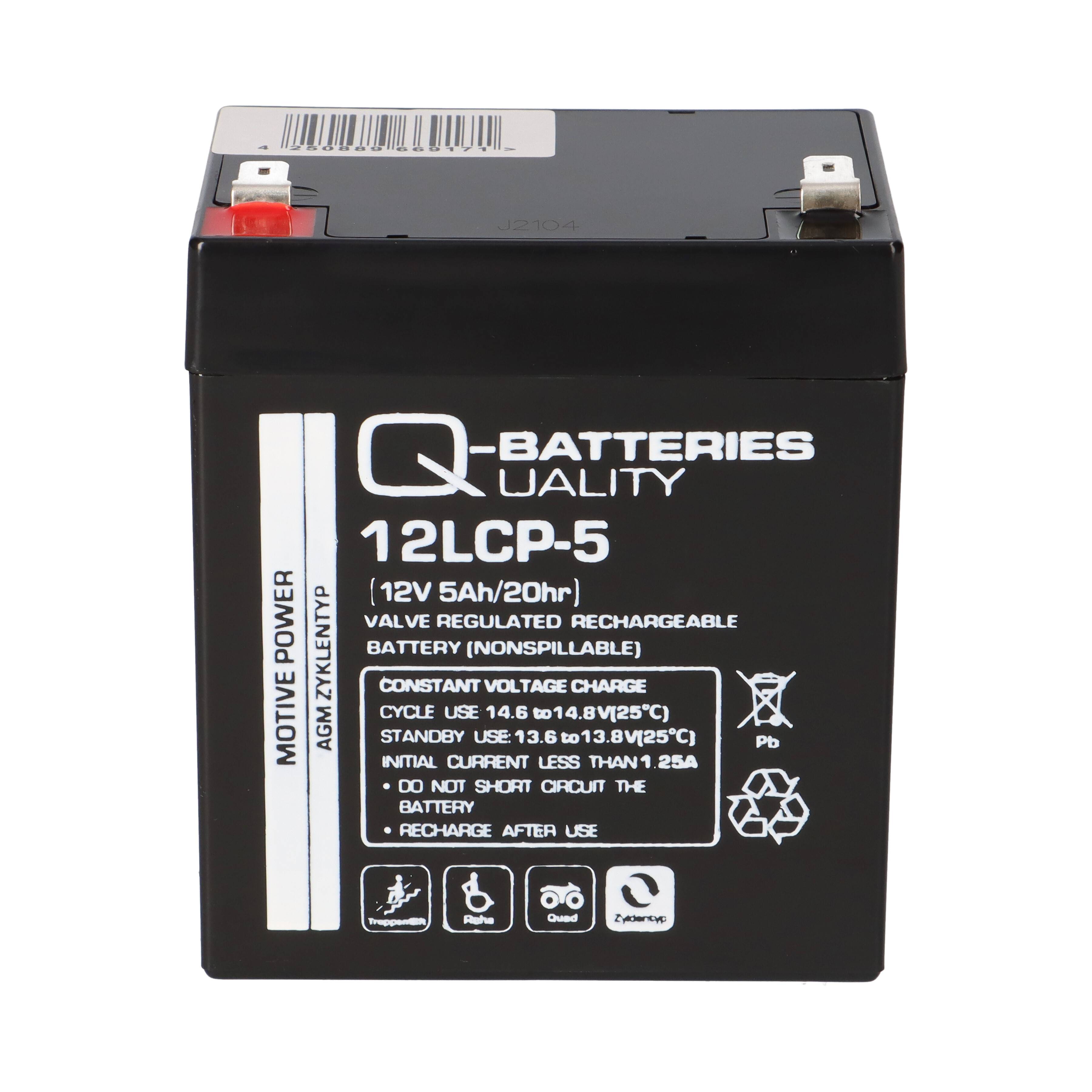 Q-Batteries 12LCP-5 12 V 5 Ah AGM Deep-Cycle-Akku