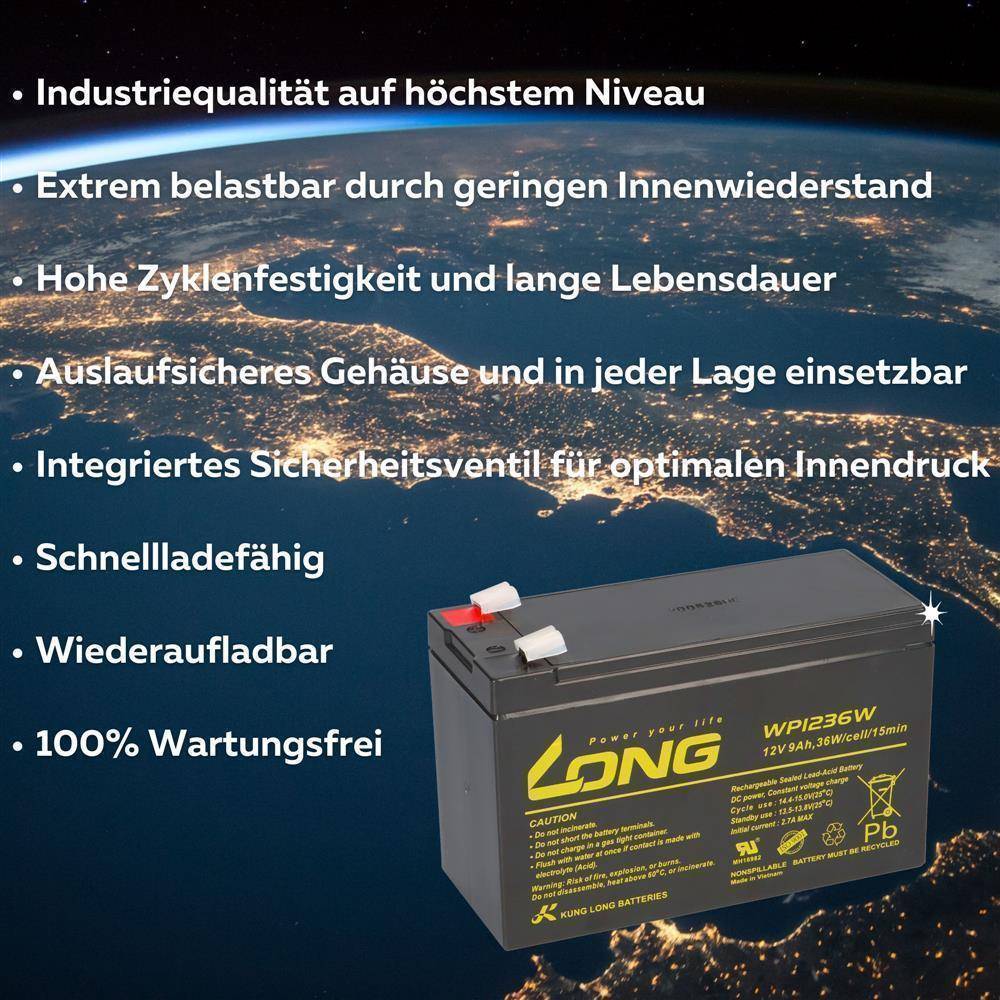 Blei Akku 12V 9Ah WP1236W kompatibel APC Back UPS 650 700 800 RBC17