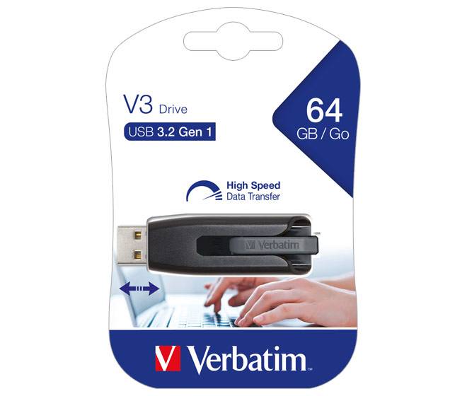 Verbatim USB 3.2 Stick 64GB, V3 Drive, grau