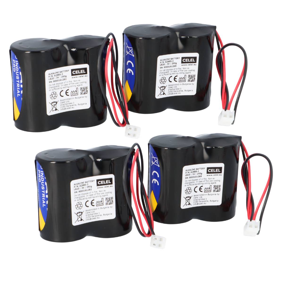 4er SET Batterie kompatibel ABUS Security-Center für 2WAY-Funksirene + Stecker