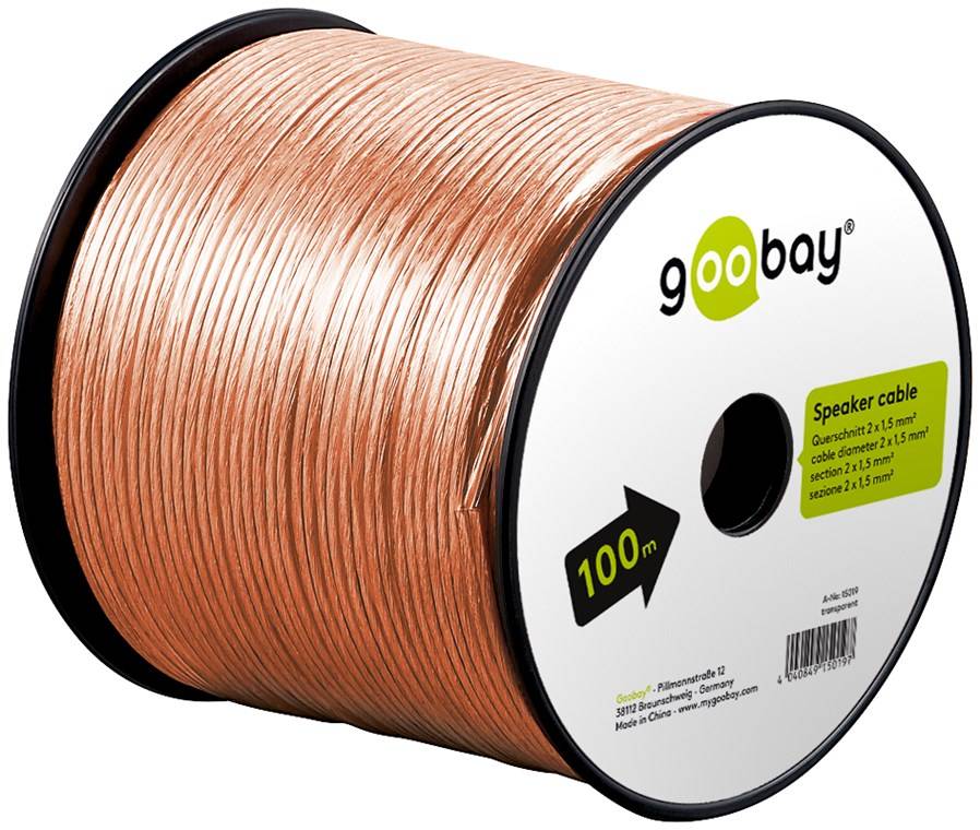 Goobay 67721 Lautsprecherkabel 2x 1,5mm² CCA Litze / Audiokabel Boxenkabel Litzenkabel Subwoofer Kabel Transparent / 25m