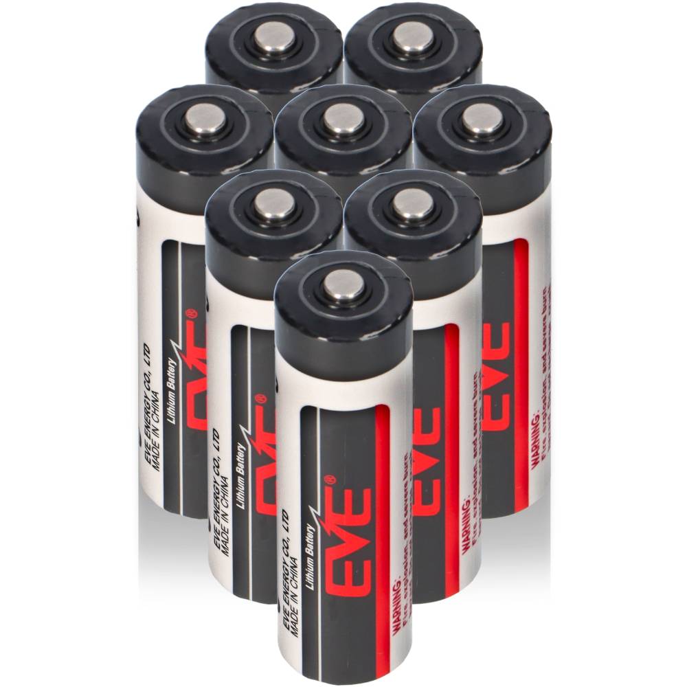 8x EVE ER14505 AA Lithium-Thionylchlorid 3,6V 2400mAh Batterie