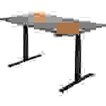 SoldanOffice Sitz-/Steh-Schreibtisch elektrisch verstellbar, BxTxH 1800x800x600-1250mm, silb. Nussbaum
