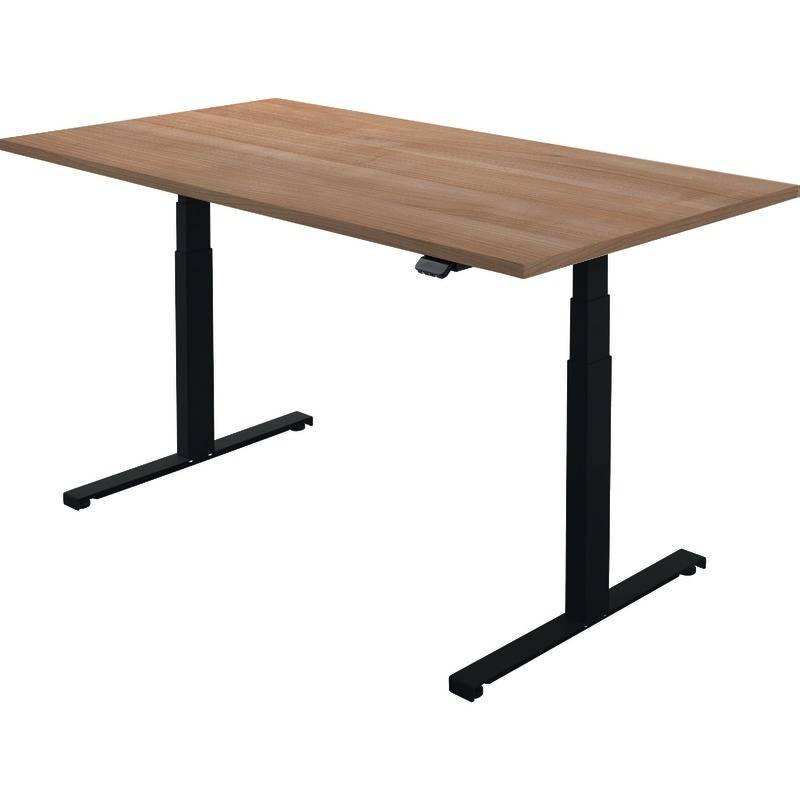 SoldanOffice Sitz-/Steh-Schreibtisch elektrisch verstellbar, BxTxH 1200x800x600-1250 mm, Nussbaum