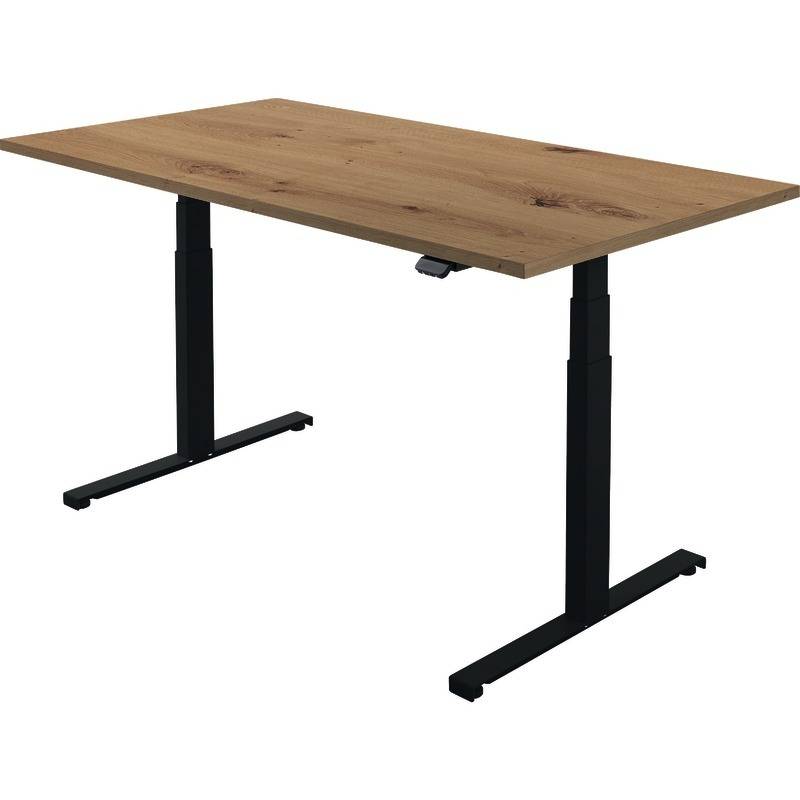 SoldanOffice Sitz-/Steh-Schreibtisch elektrisch verstellbar, BxTxH 1200x800x600-1250mm, silb. Asteiche