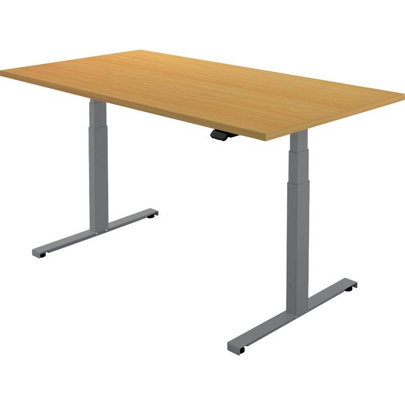 SoldanOffice Sitz-/Steh-Schreibtisch elektrisch verstellbar, BxTxH 1200x800x600-1250 mm, silb. Buche