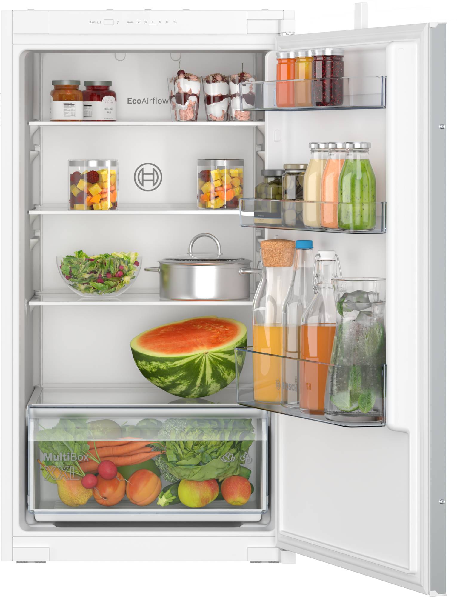 Bosch Einbaukühlschrank KIR31NSE0 | 165 Liter | Schlepptür | MultiBox XXL | SuperKühlen | LED | Energieklasse E | 102 cm