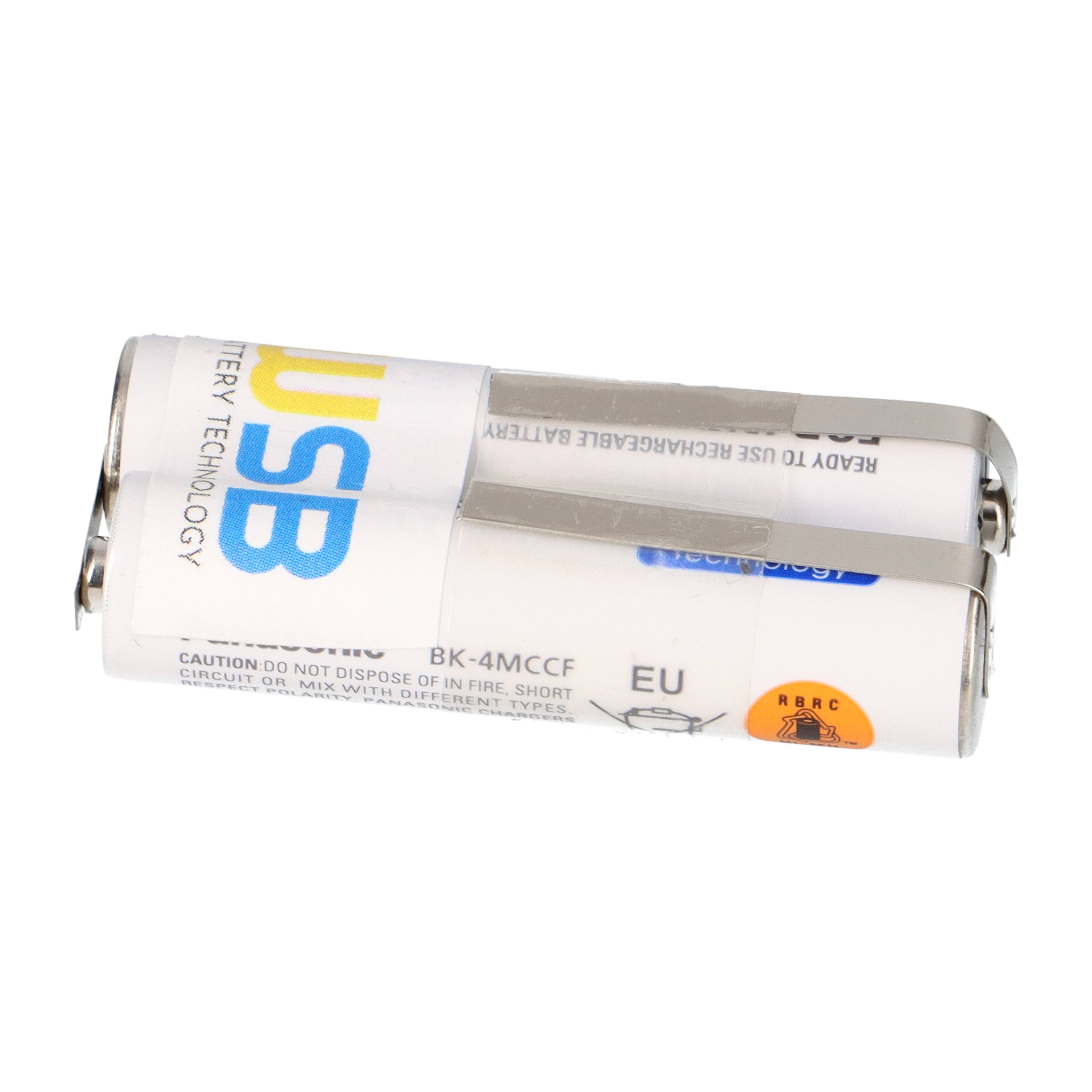 Akkupack passend Philips Rasierer BT9290 Akku 2,4 Volt 800mAh AAA 44,5 x 21x10,5mm mit Lötfahnen 2mm