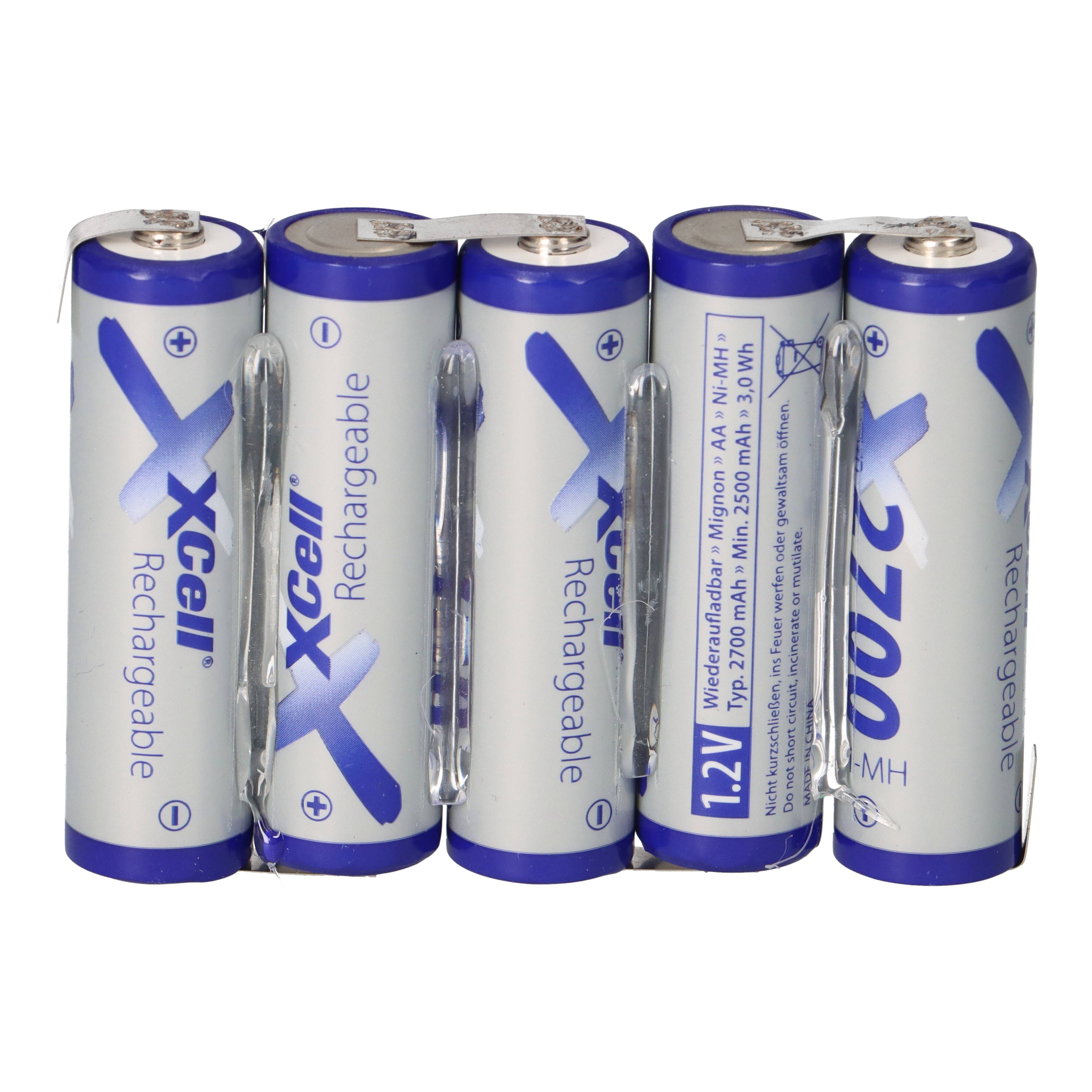 5er Reihe Akkupack 6V 2700mAh F1x5 Zelle AA Lötfahne