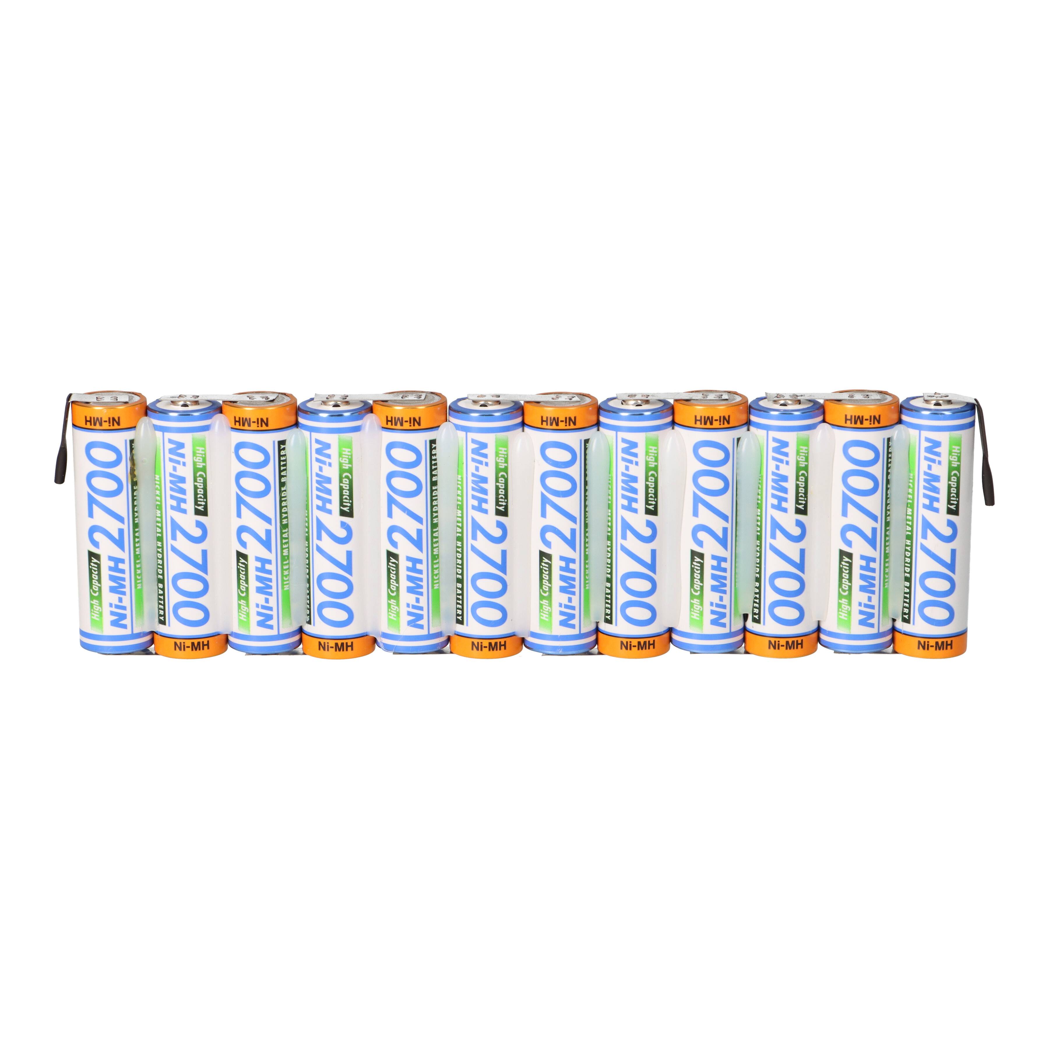 12er Reihe Panasonic Akkupack 14,4V 2700mAh F1x12 Zelle AA HR-3U LF Z-Form