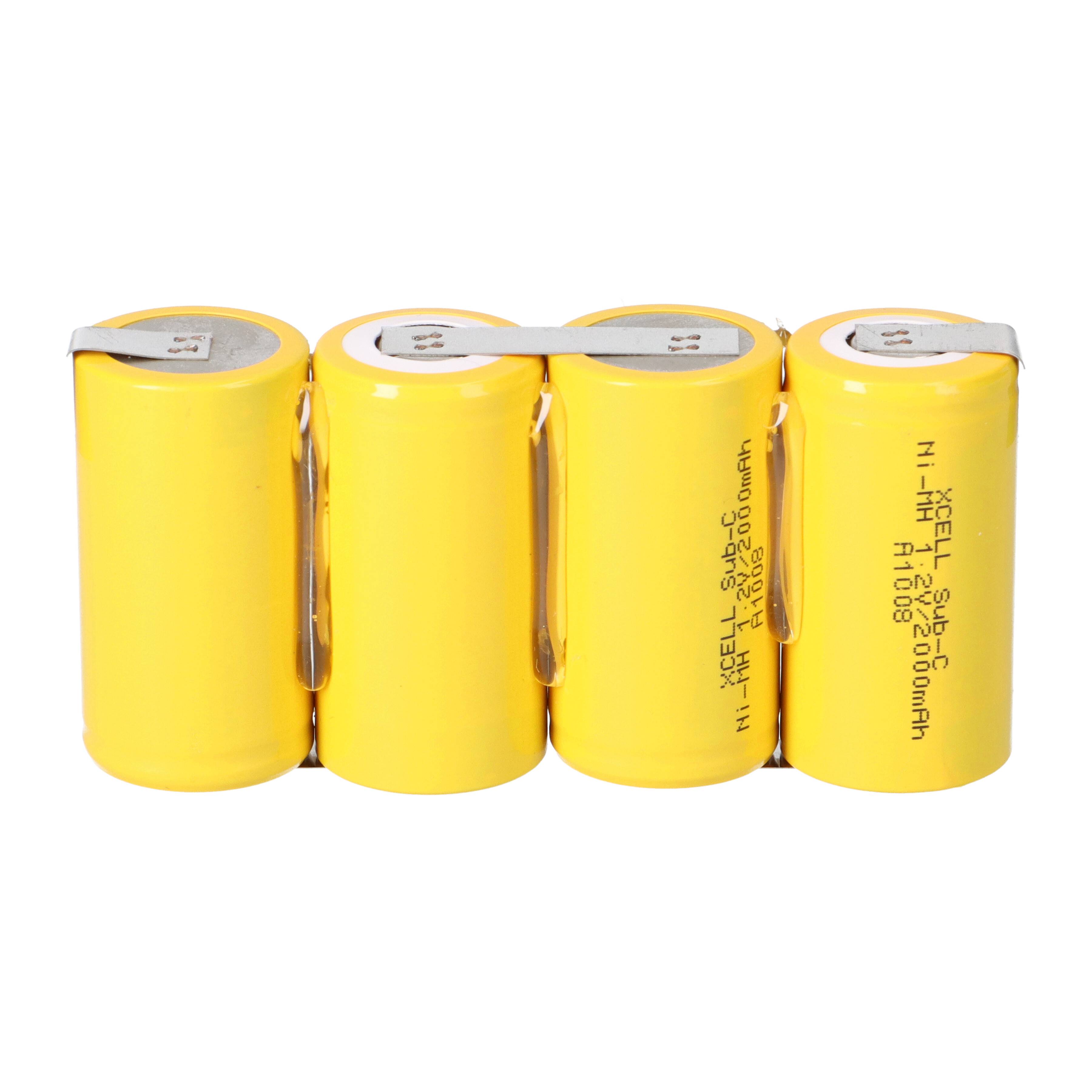 4er Reihe Akku Sub-C 2000mAh 4,8V NiMH mit Lötfahne