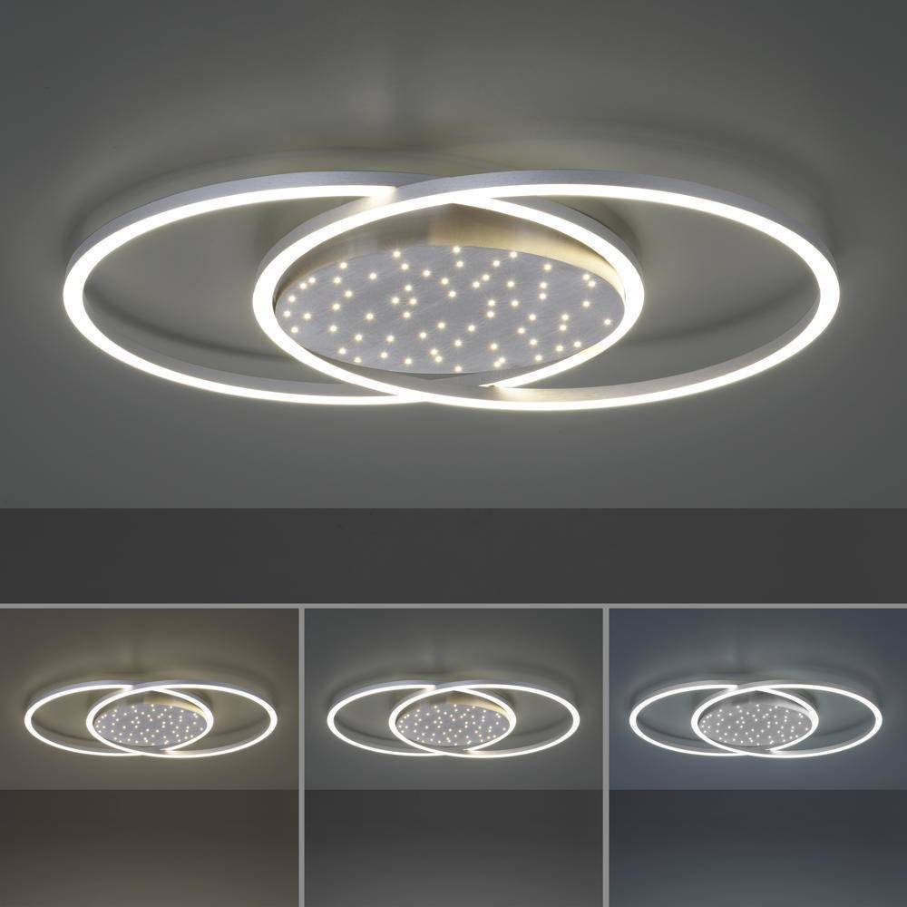 LED Deckenleuchte Yuki in Silber 2x24W 2840lm rund
