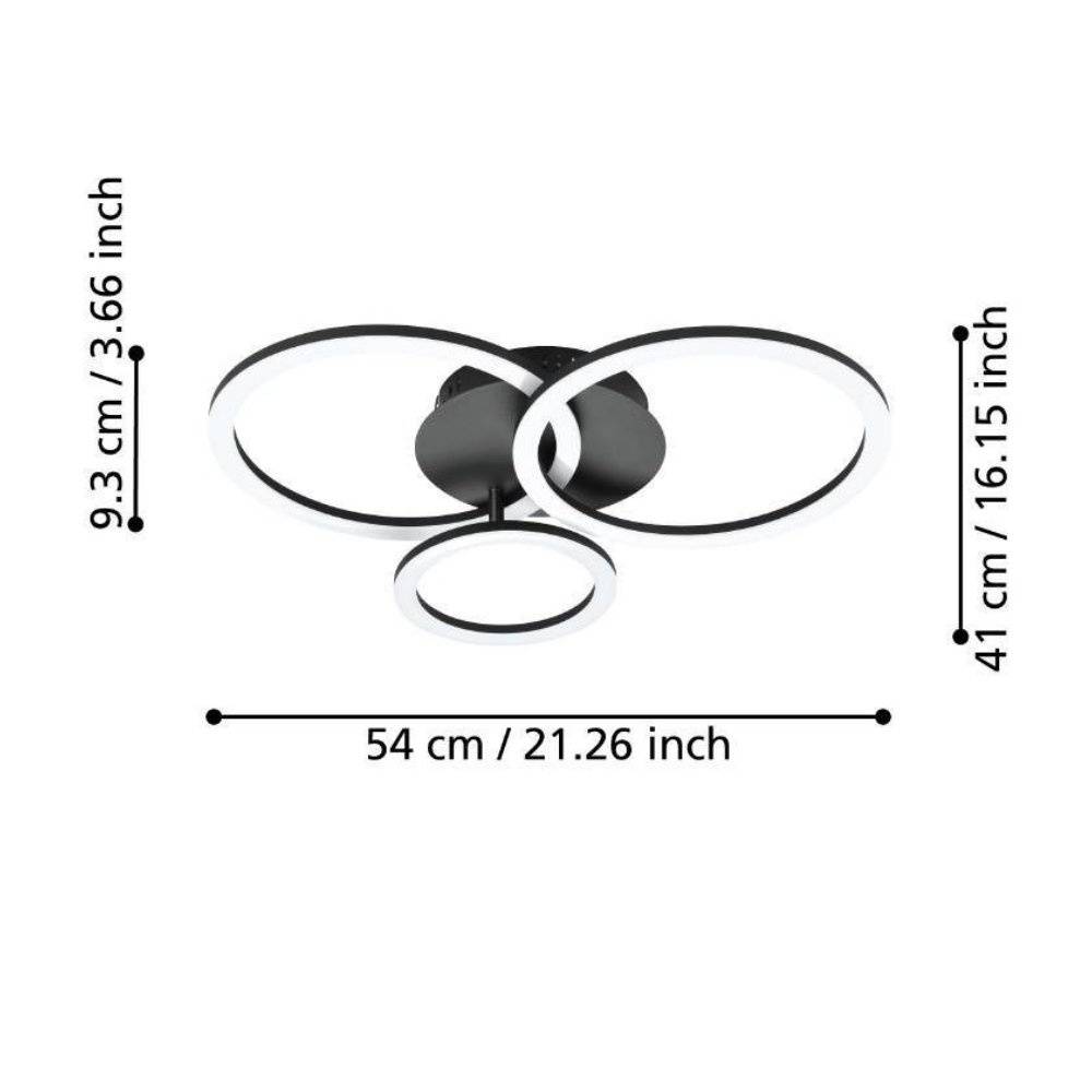ZigBee LED Deckenleuchte Parrapos in Schwarz und Weiß Tunable White 33W 4300lm 545mm