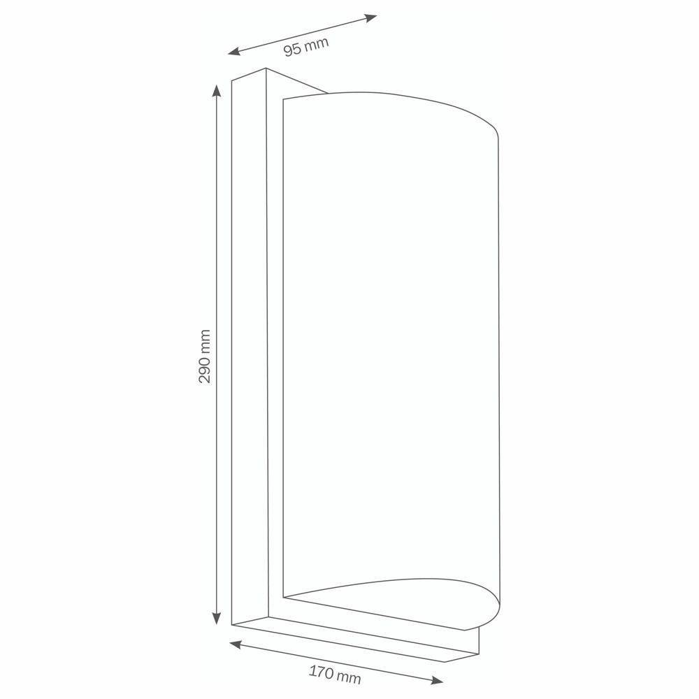 LED Wandleuchte A-259369 Typ 040, ohne Bewegungsmelder, 13W, 910lm, 3000K, Aluguss, Opalglas, IP44, 290x170x95mm