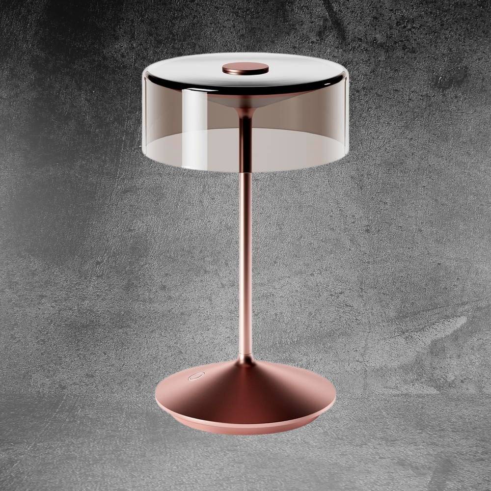 LED Akku Tischleuchte Numotion in Roségold und Schwarz-transparent 2,2W 171lm IP54