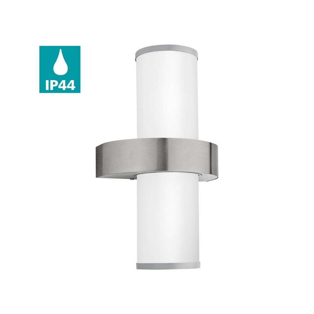 Außenwandleuchte IP44 rund 350mm weiß-satiniert Edelstahl