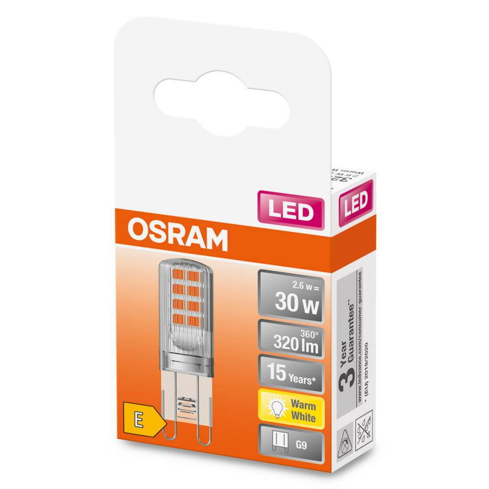OSRAM 4058075432338 LED EEK E (A - G) G9 Kolbenform 2.6 W = 30 W Warmweiß (Ø x L) 14 mm x 43 mm 1 St.