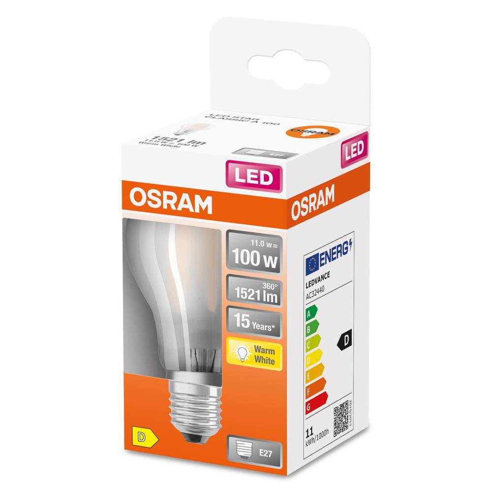 OSRAM 4058075124660 LED EEK D (A - G) E27 Glühlampenform 11 W = 100 W Warmweiß (Ø x L) 60 mm x 105 mm 1 St.